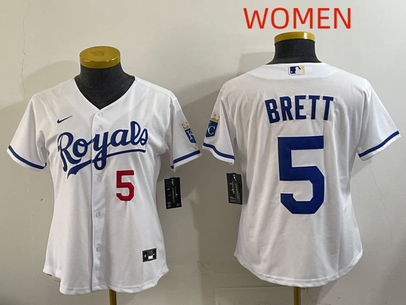 Women Kansas City Royals #5 Brett White Game Nike MLB Jersey style 002